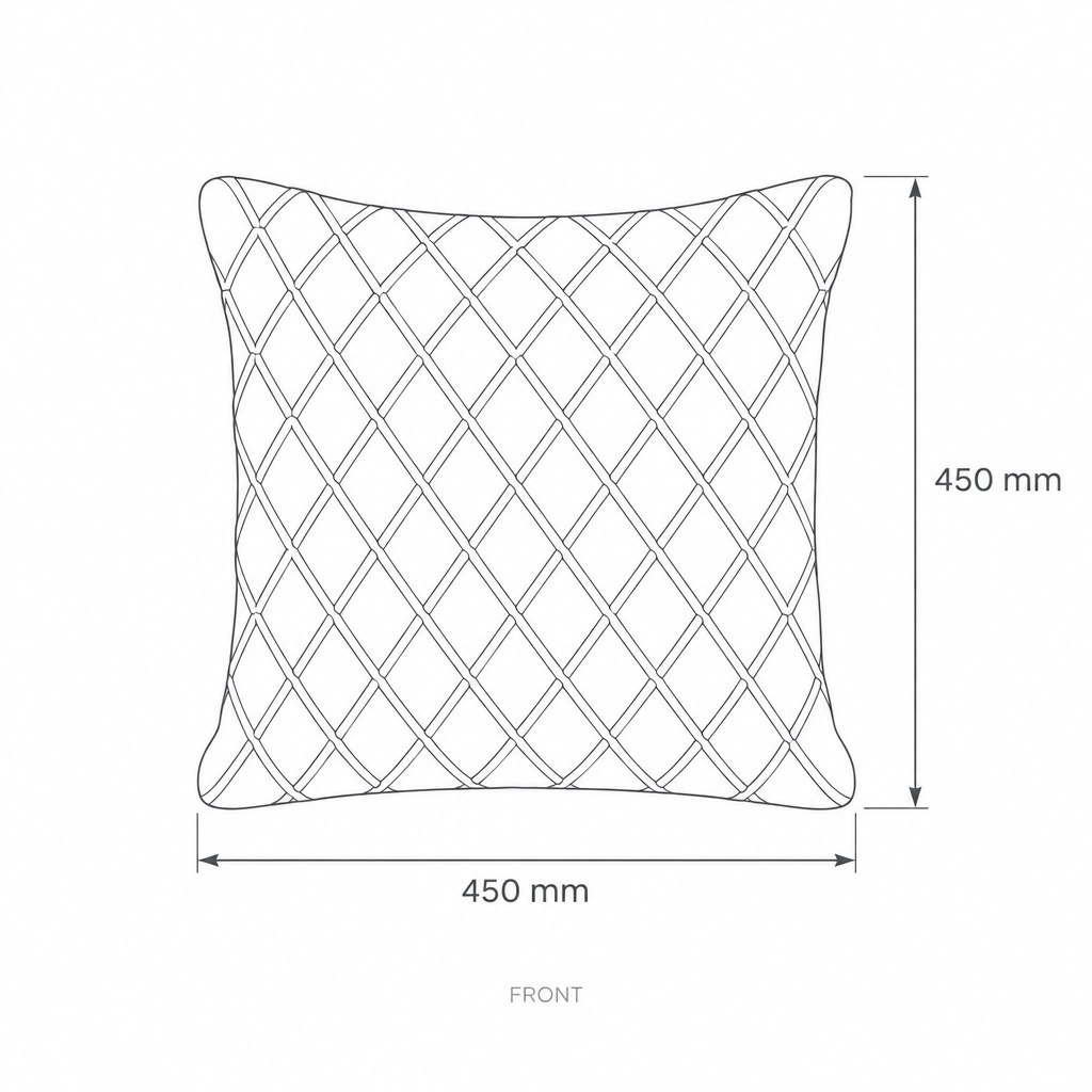 Textured Embroidered Decorative Cushion Cover, dimensions drawing