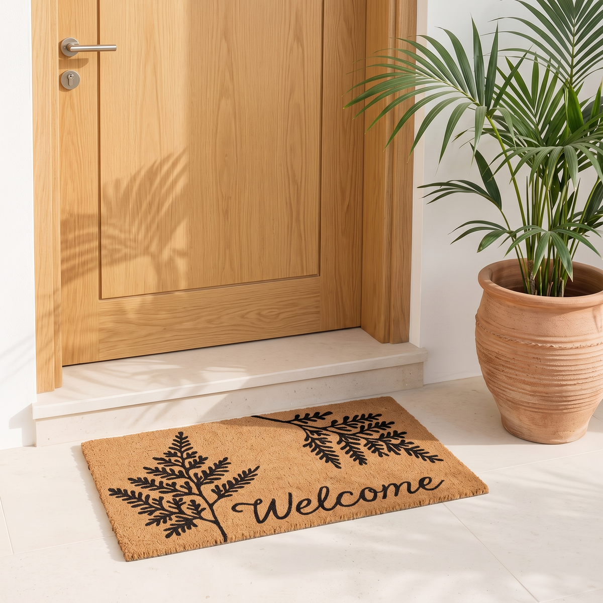 Welcome Fern Print Doormat #28327 in a Muscat home