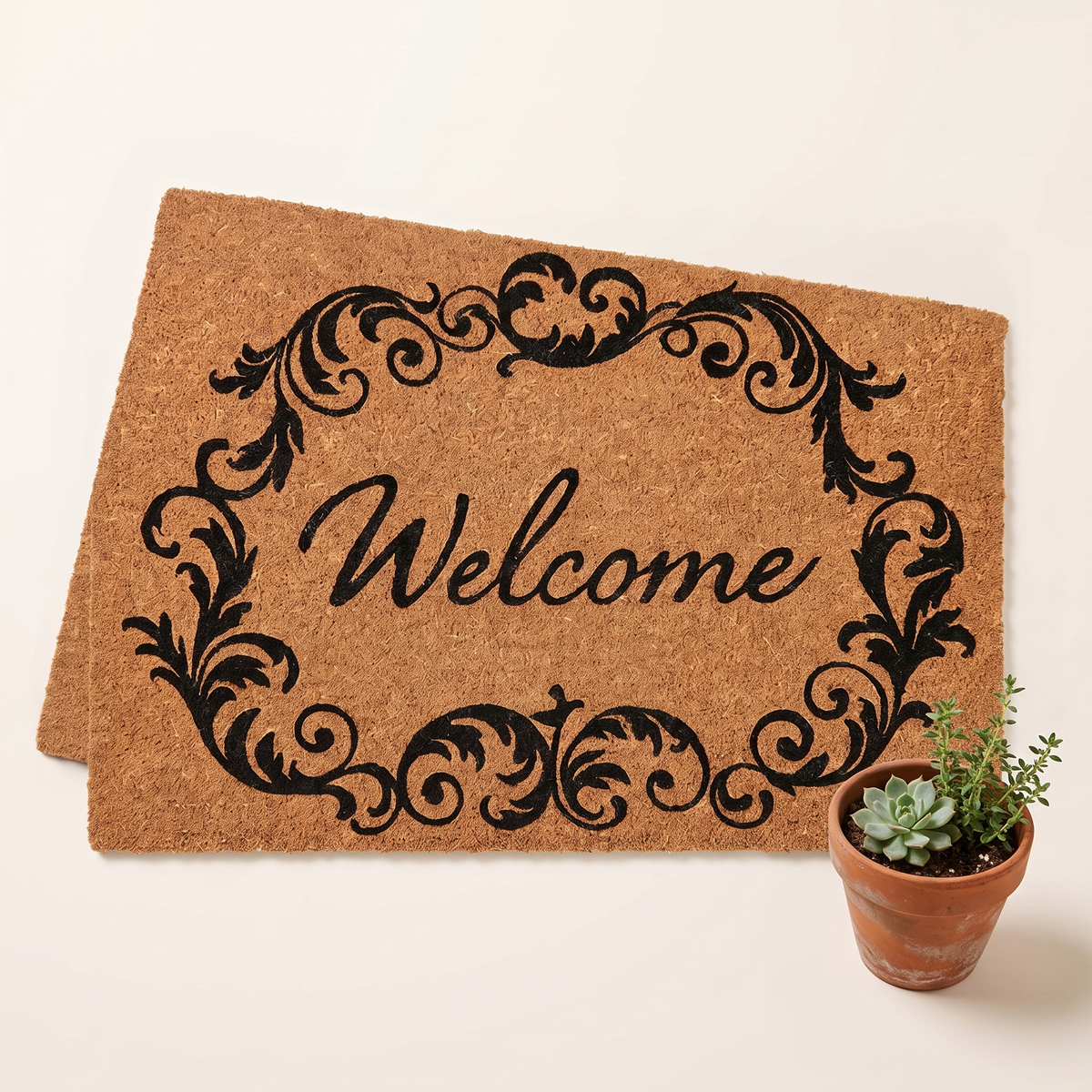 Welcome Print Doormat #25378, styled detail