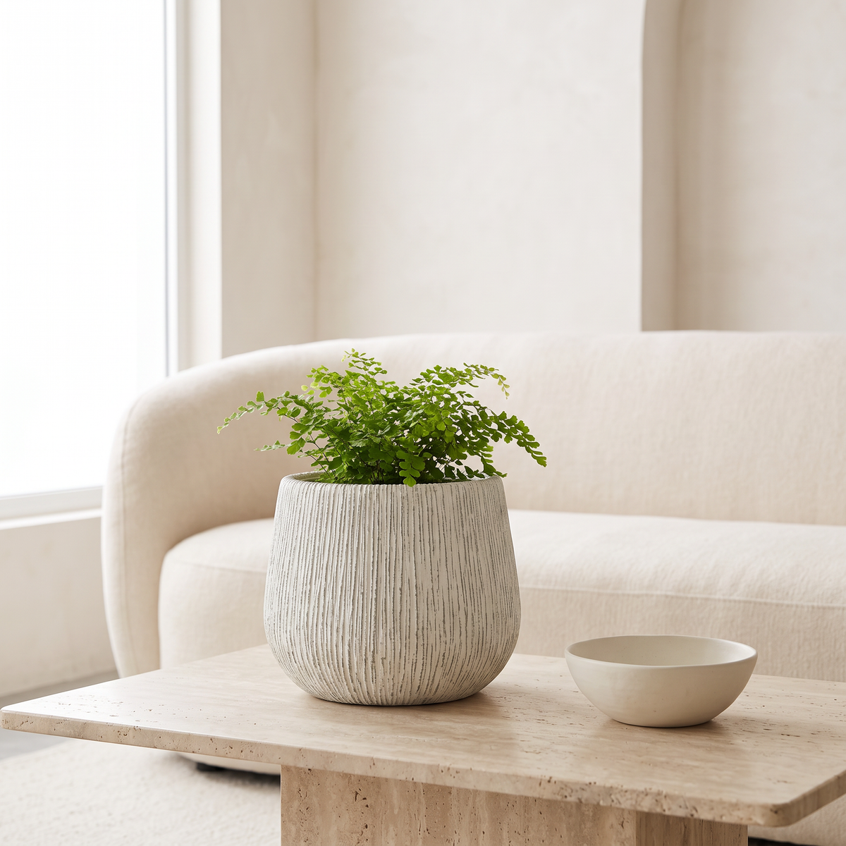 25x19cm Textured Fiberclay Planter #KD-050 in a Muscat home
