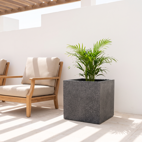 34x34x30cm Square Stone-Look Fiberclay Planter #KD-030 in a Muscat home