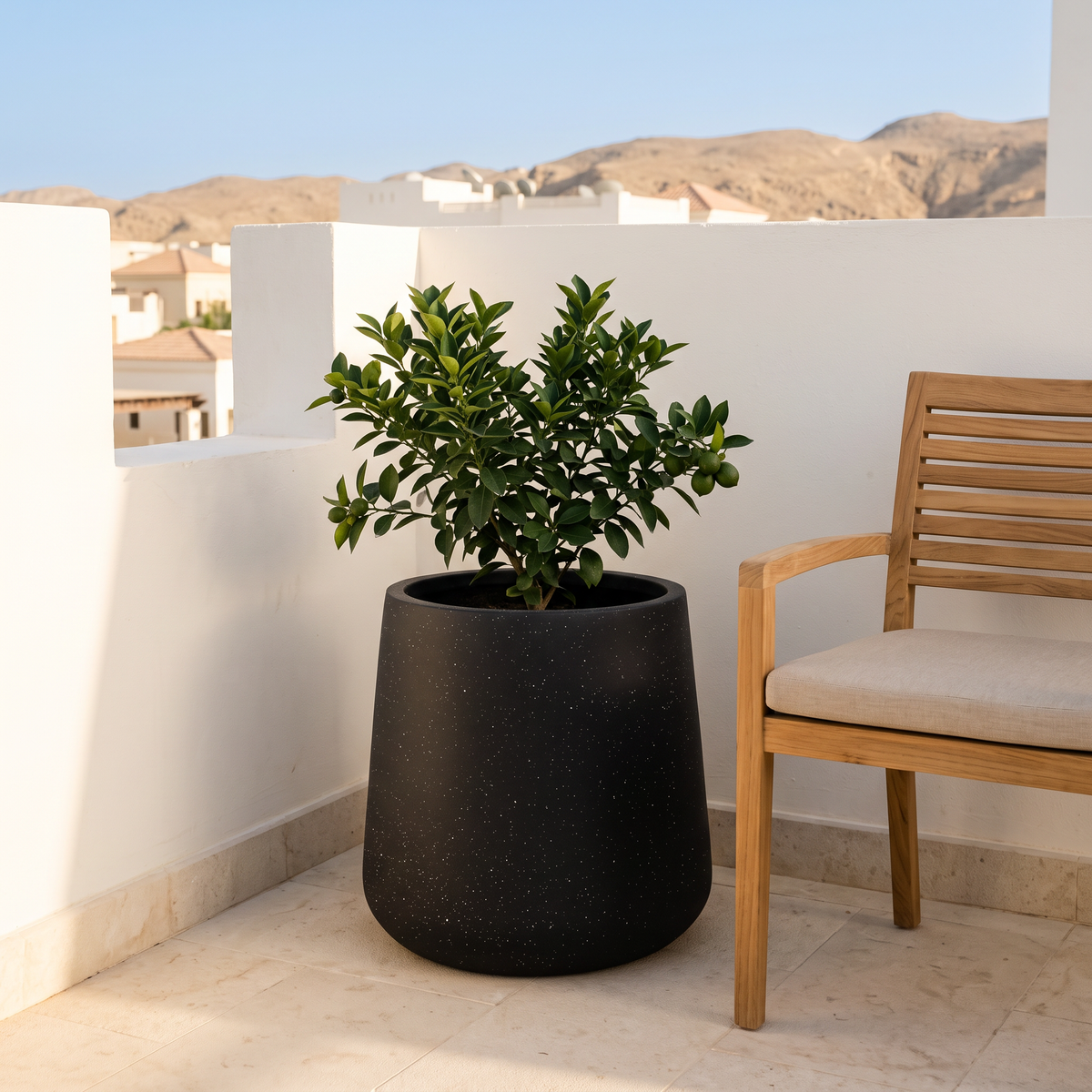 30x31cm Black Fiberclay Planter #KD-003, second room view