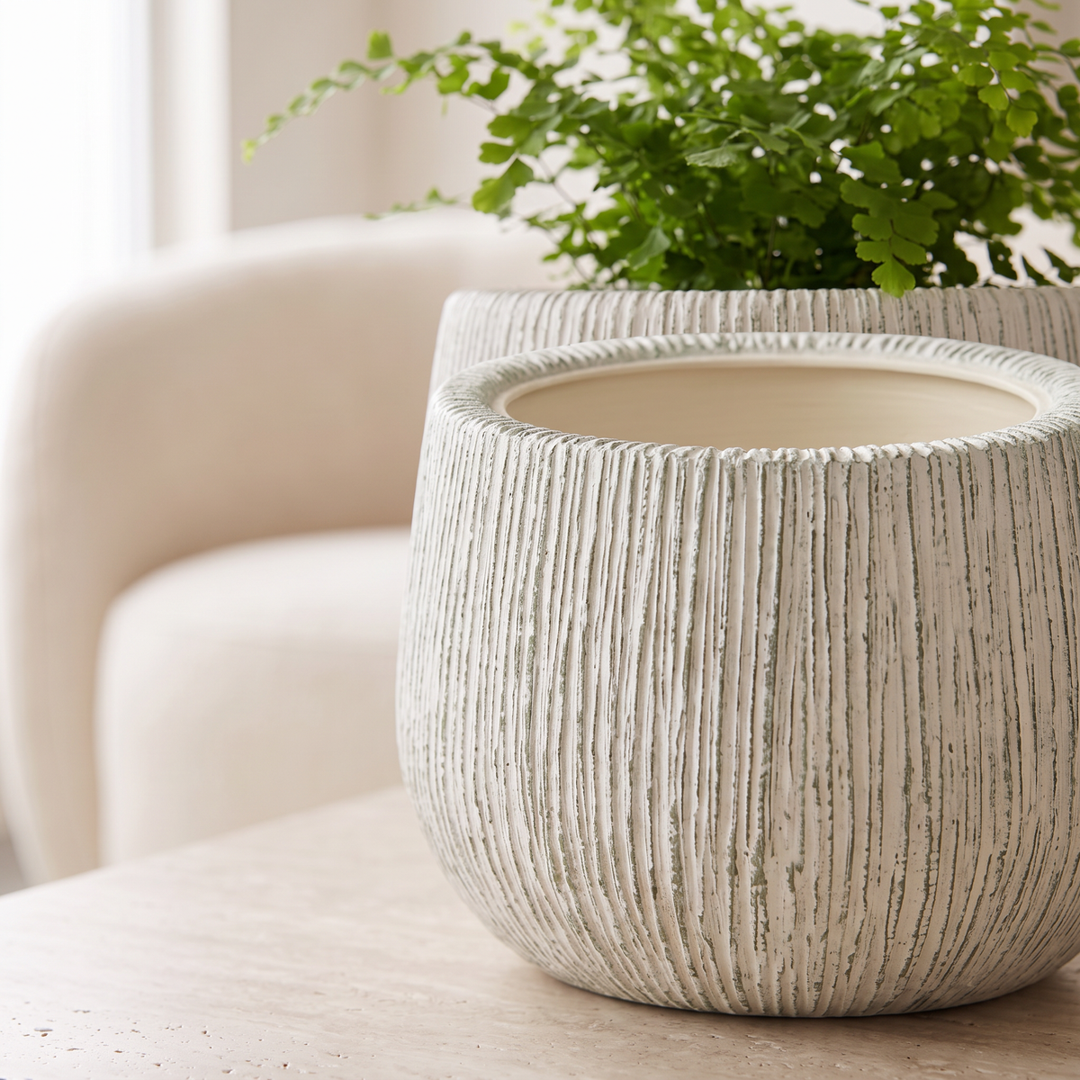 25x19cm Textured Fiberclay Planter #KD-050, close view