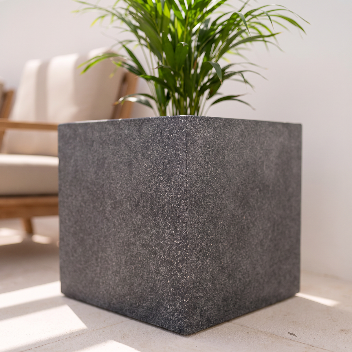 34x34x30cm Square Stone-Look Fiberclay Planter #KD-030, close view