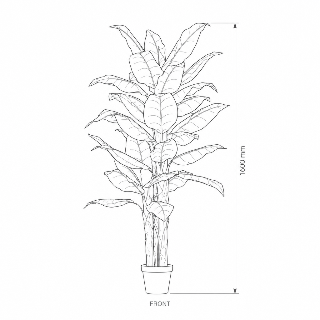 160cm Realistic Tall Artificial Banana Tree #A736160, dimensions drawing