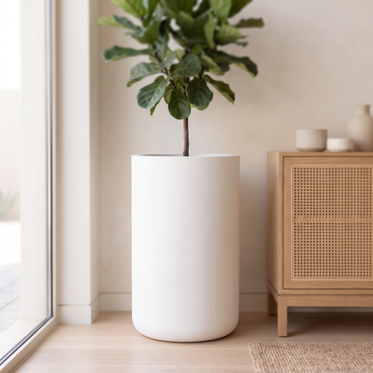 40x50cm Modern Concrete Look Fiberclay Planter #KD-065, close view