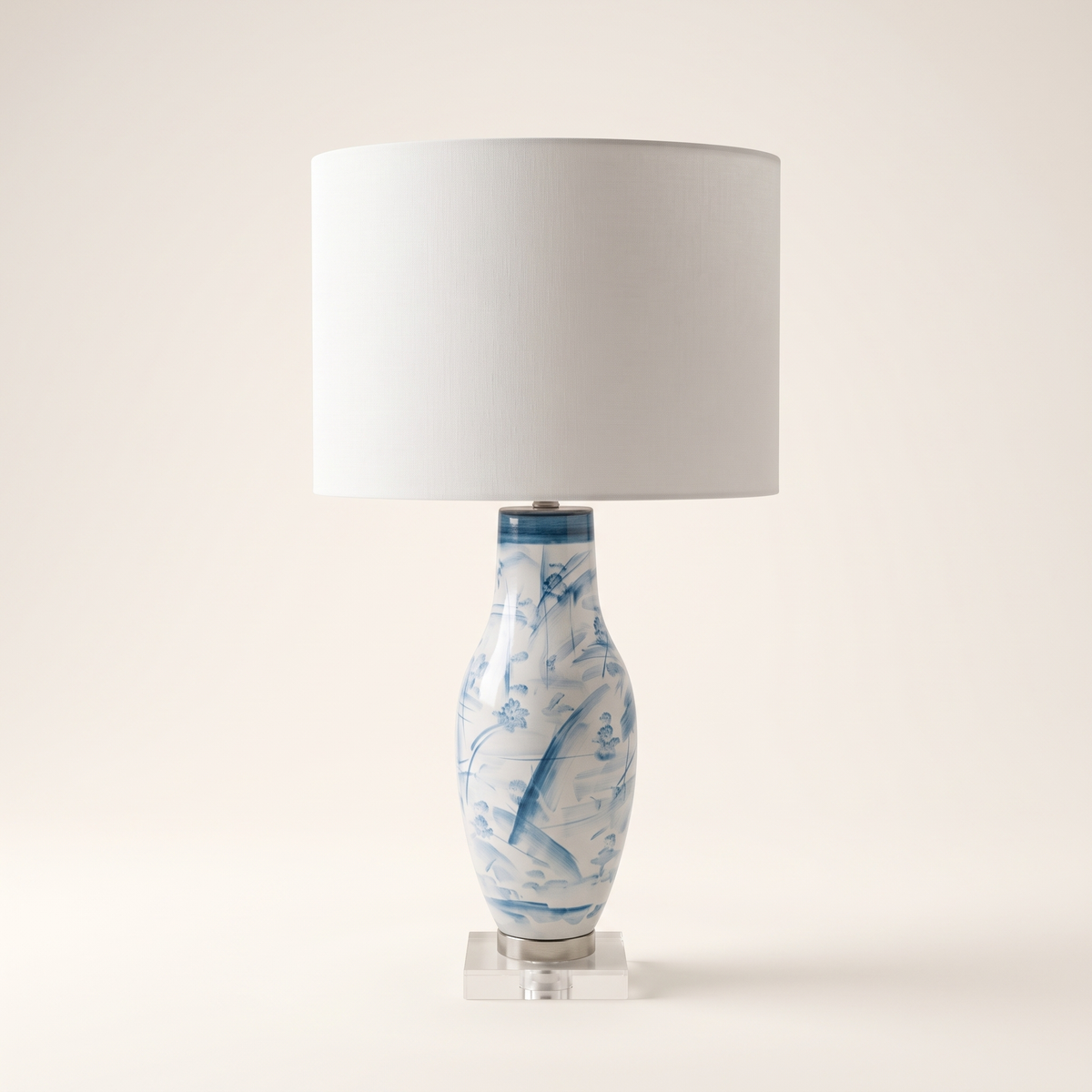 Blue Ceramic Table Lamp, studio view
