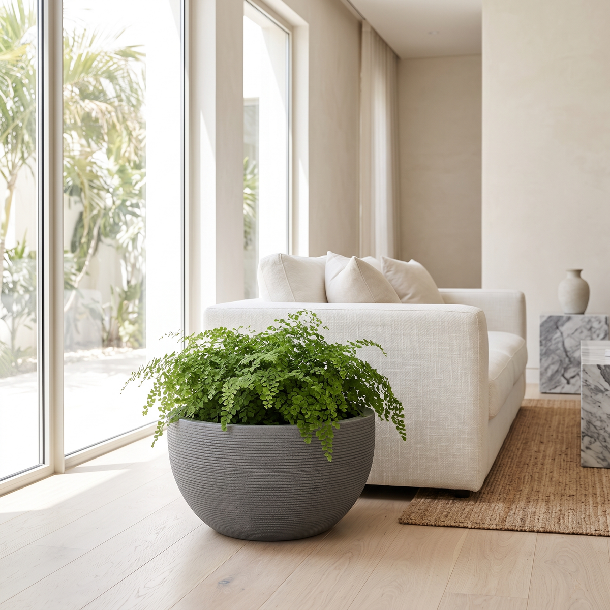 45x30cm Grey Textured Fiberclay Planter #KD-020, second room view