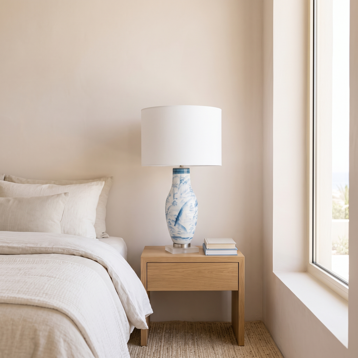 Blue Ceramic Table Lamp, second room view