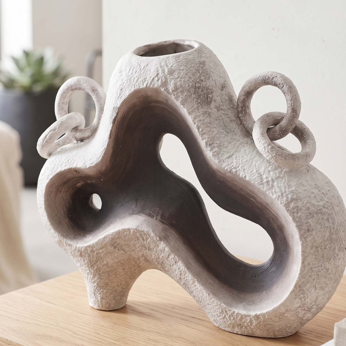 Abstract Sculptural Ceramic Vase, close view