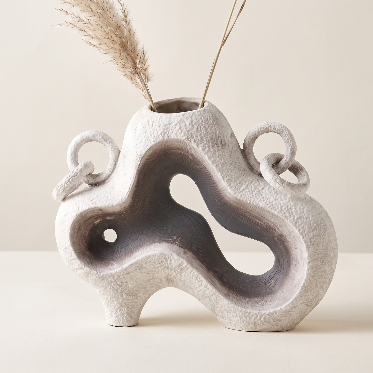 Abstract Sculptural Ceramic Vase, styled detail