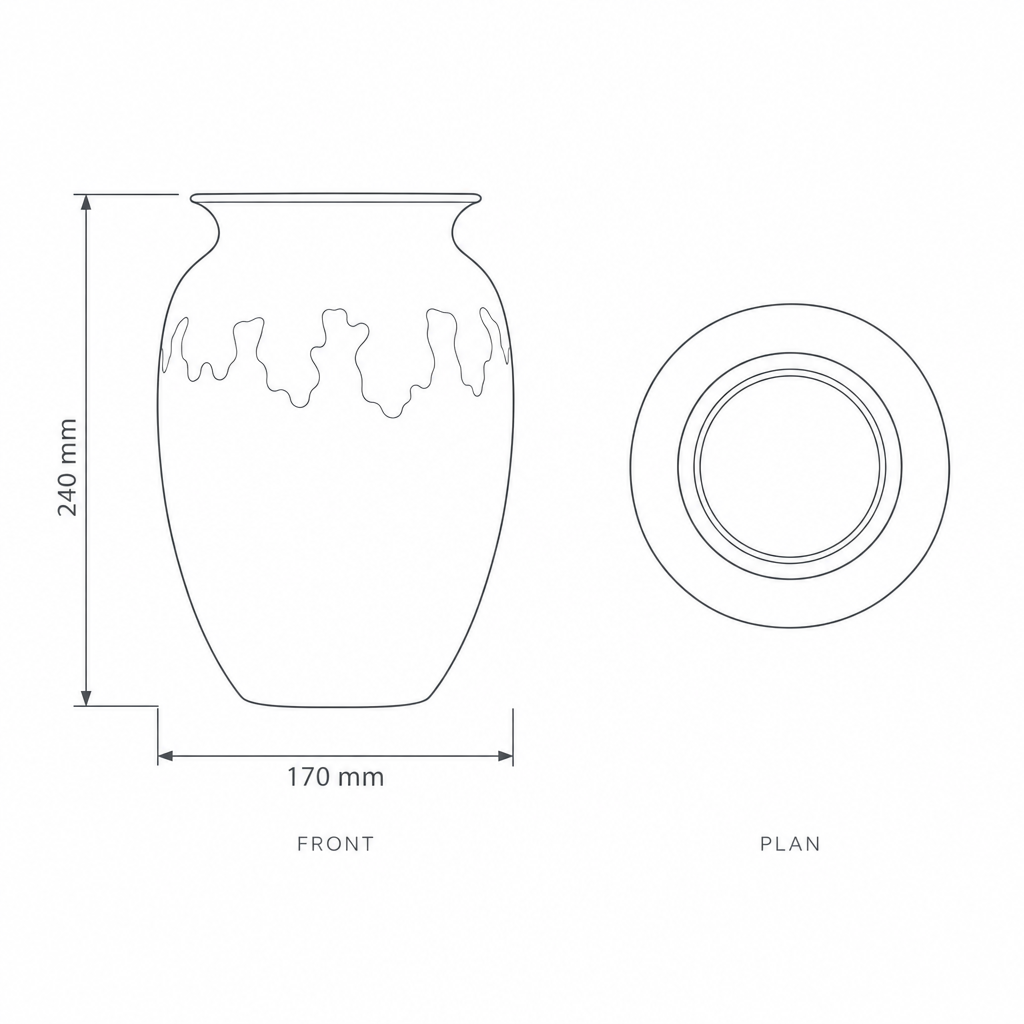 Decorative Porcelain Vase #SLD041-M, dimensions drawing