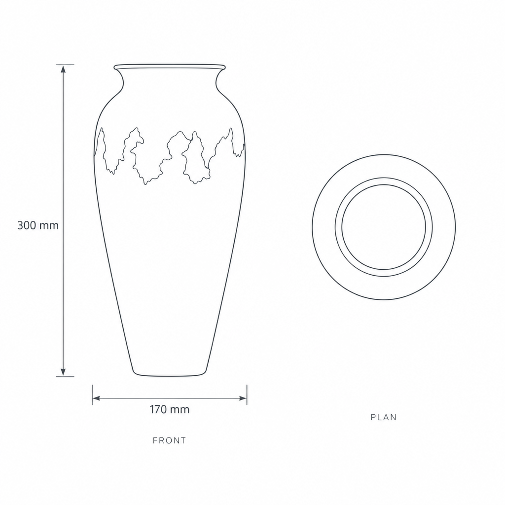 Decorative Porcelain Vase #SLD041-L, dimensions drawing