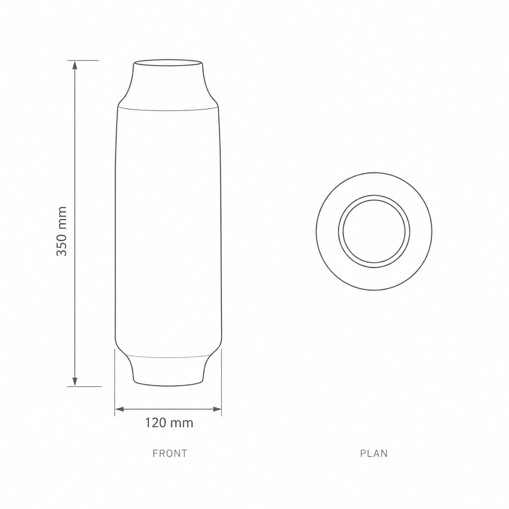 Decorative Porcelain Vase #SLD050-L, dimensions drawing
