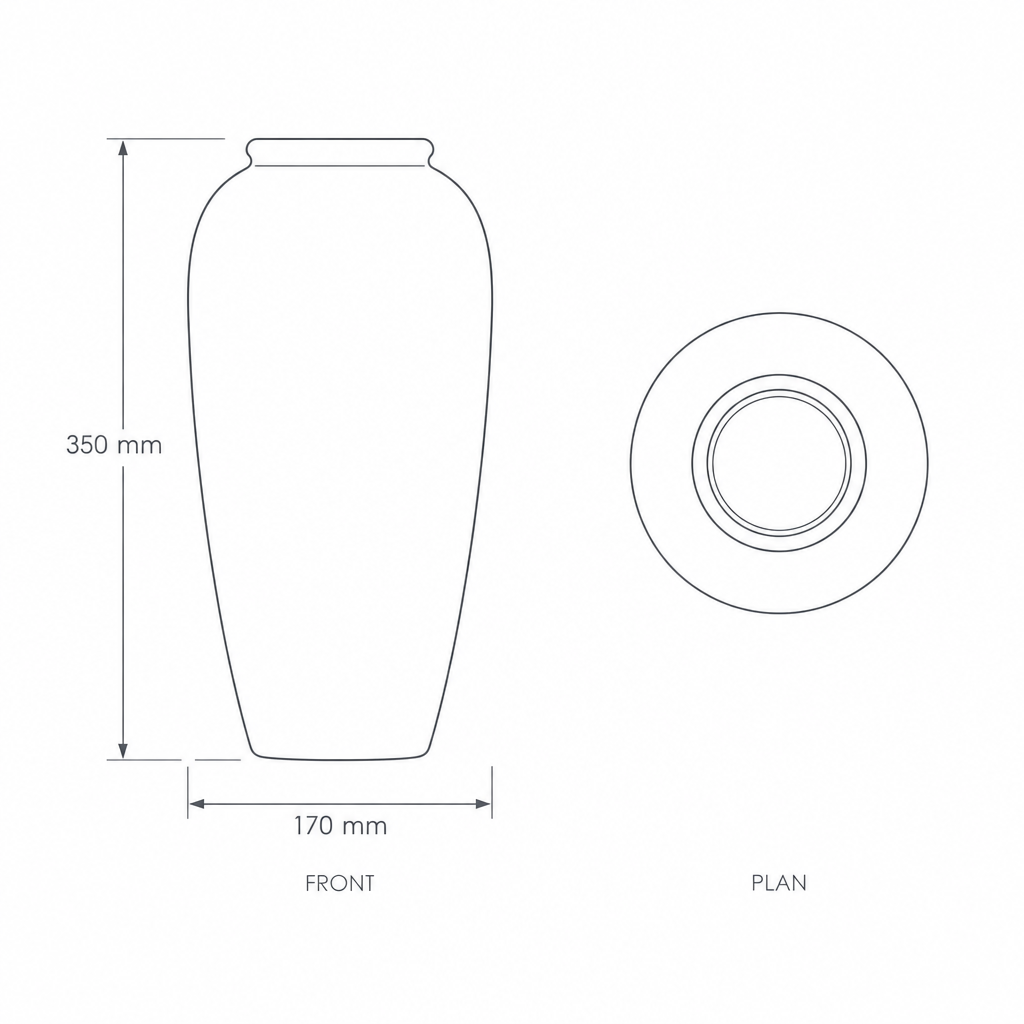 Decorative Porcelain Vase #SLD073-L, dimensions drawing