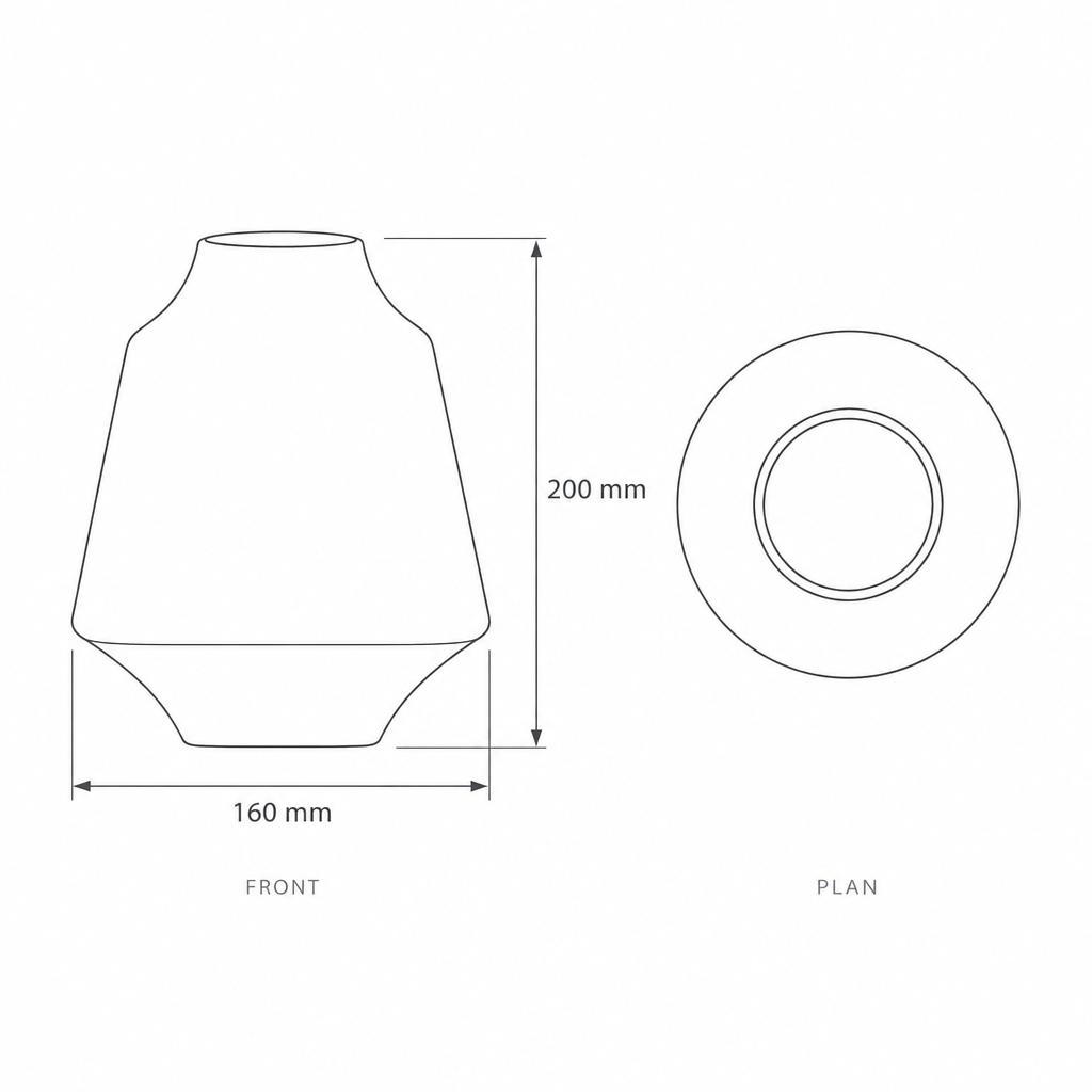 Decorative Porcelain Vase #SLD050-S, dimensions drawing