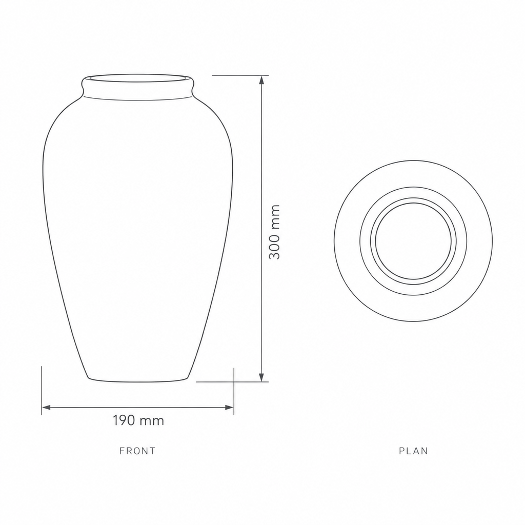 Decorative Porcelain Vase #SLD064-M, dimensions drawing