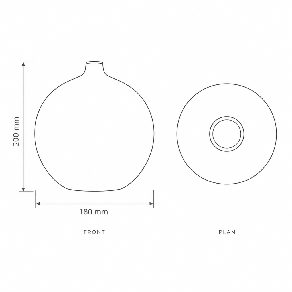 Decorative Porcelain Vase #SLD229-S, dimensions drawing