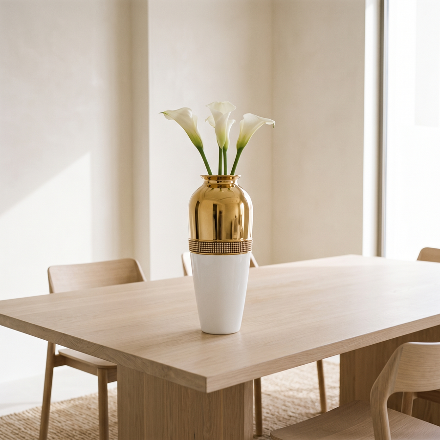 Gold & White Decorative Vase #406-1