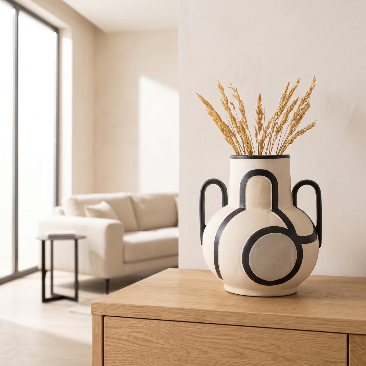 Geo Loop Sculptural Decorative Vase in a Muscat home