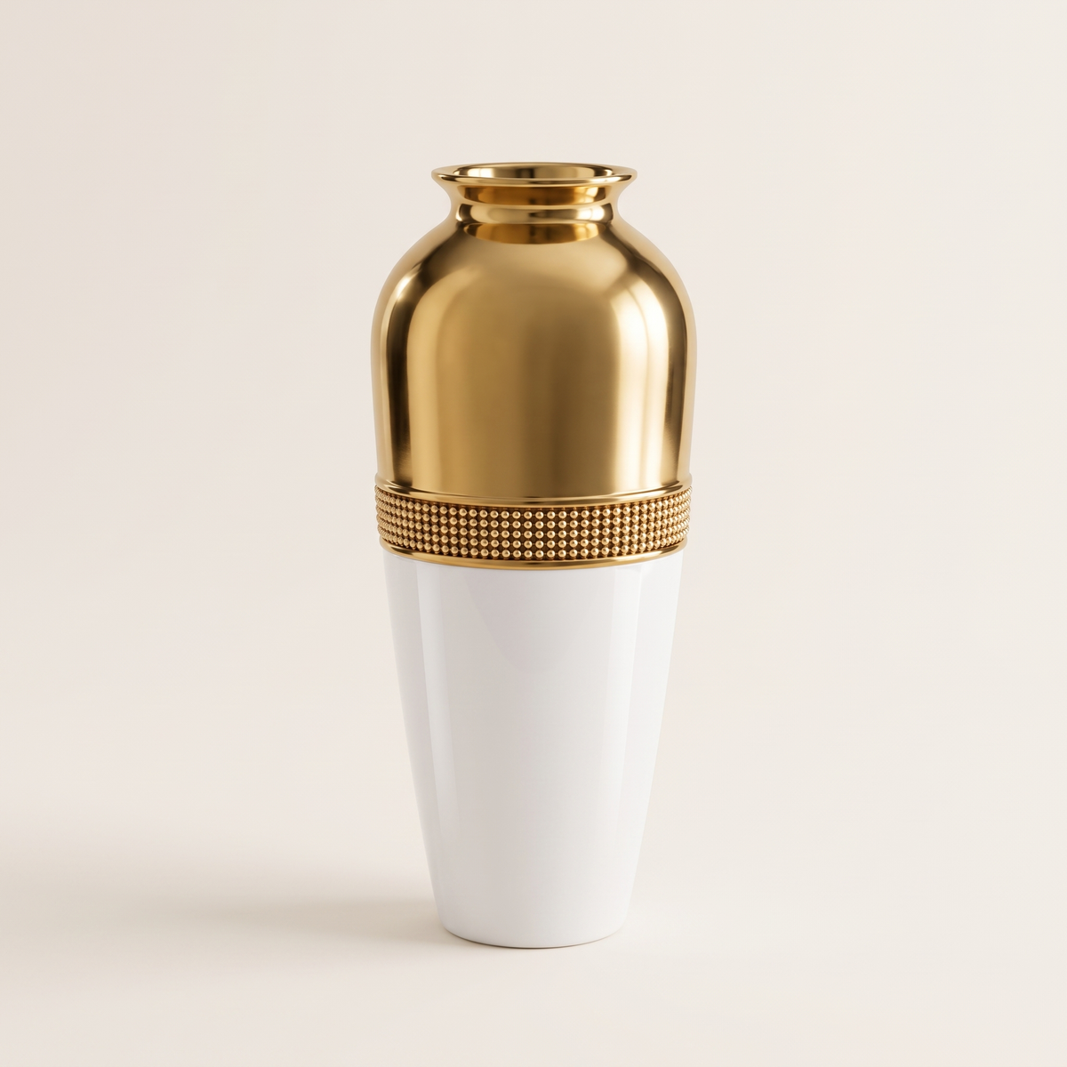 Gold & White Decorative Vase #406-1, studio view