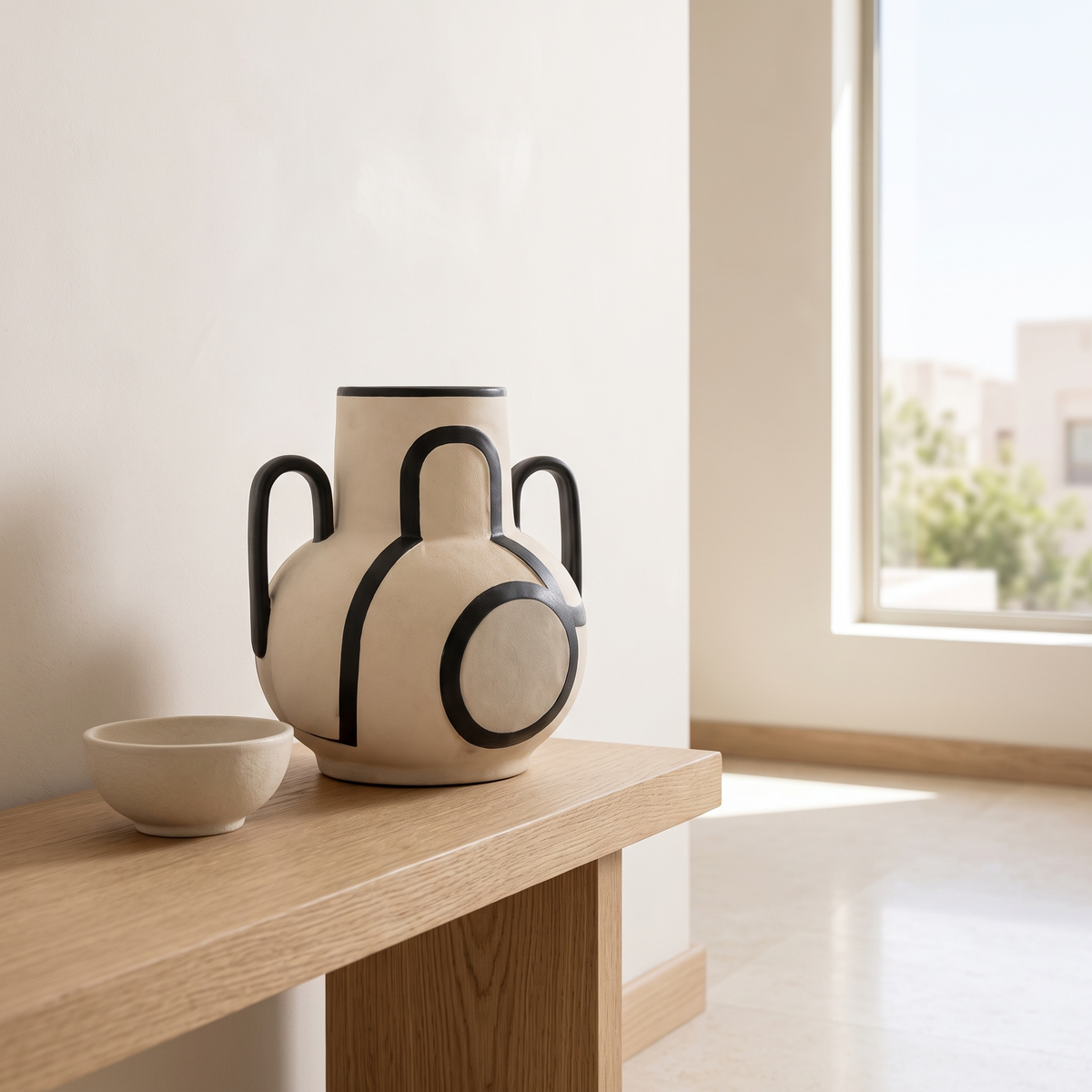 Geo Loop Sculptural Decorative Vase, second room view