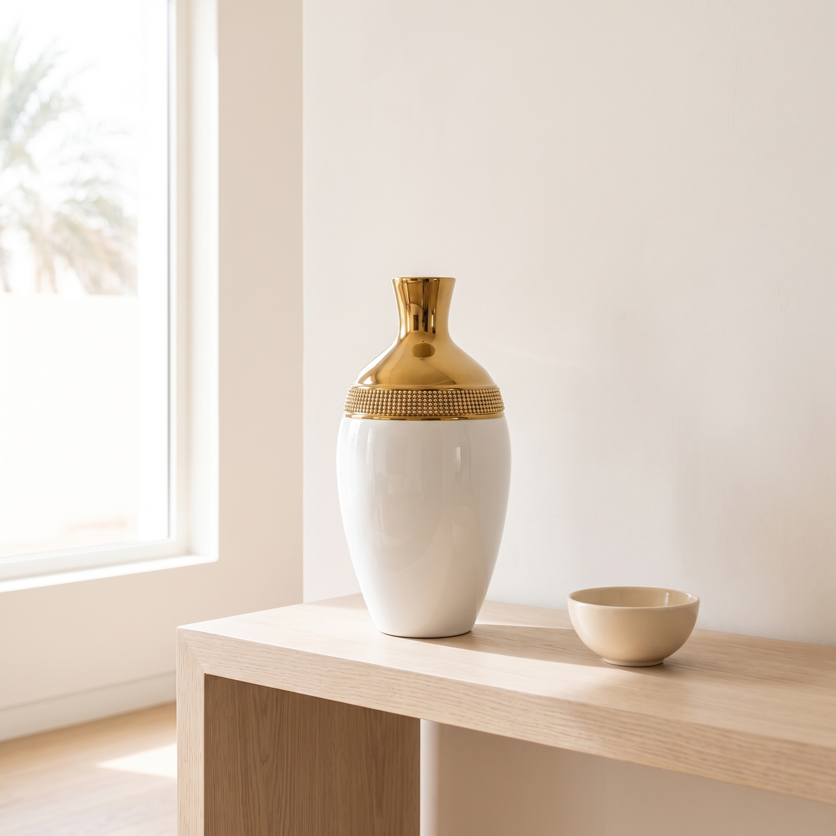 Luxury Gold & White Decorative Vase, second room view