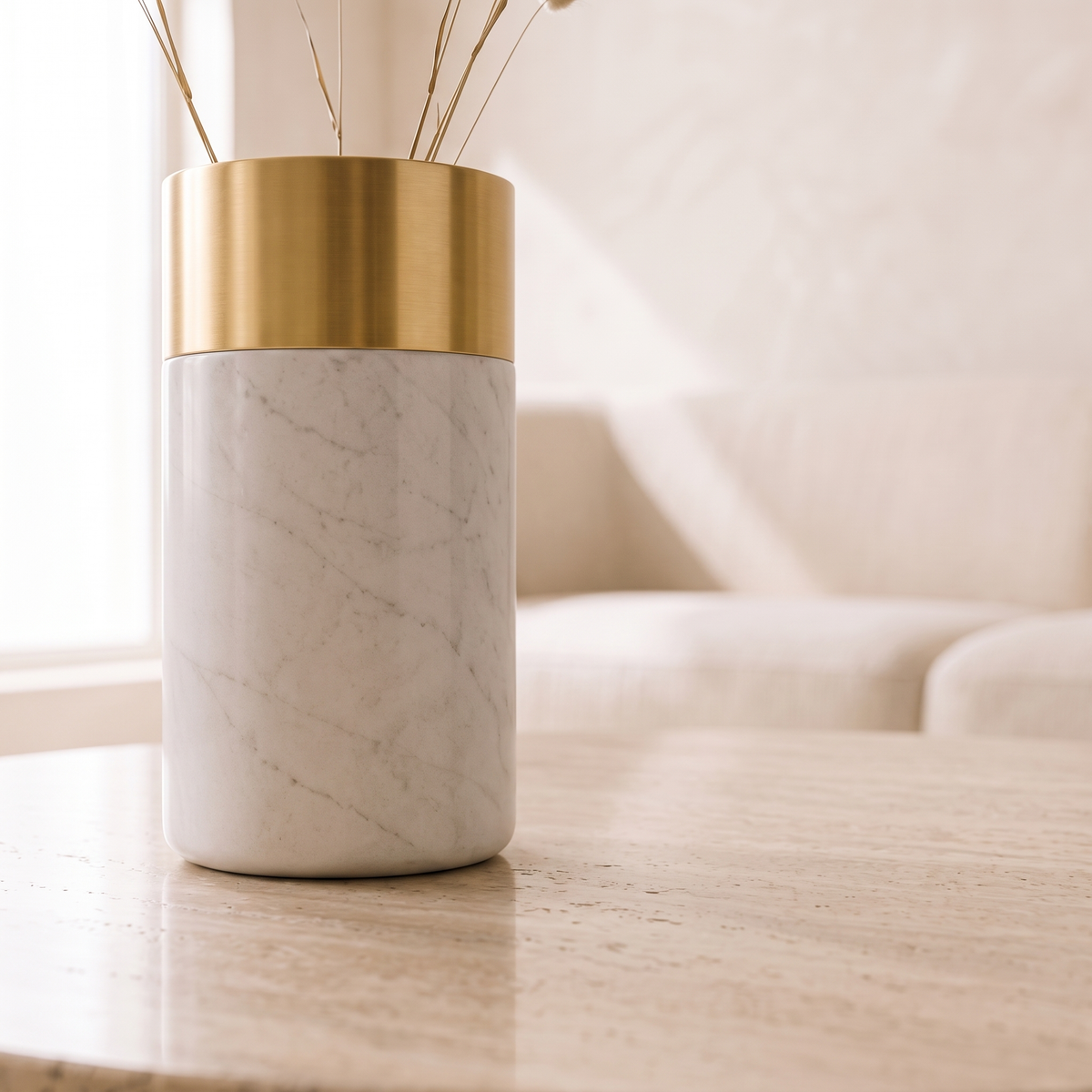 Marble Gold Rim Vase, close view
