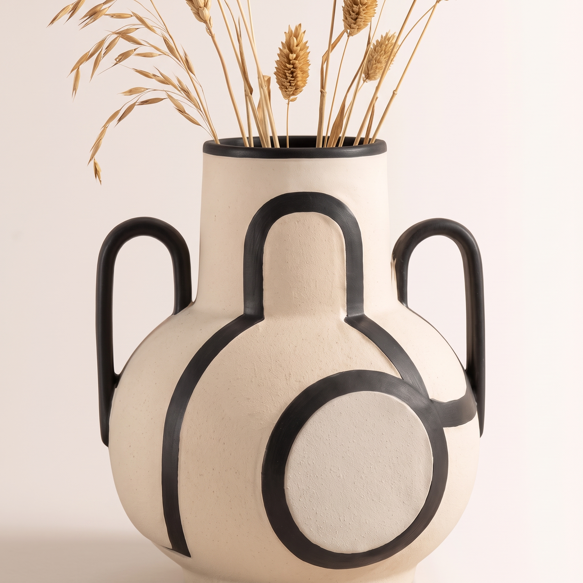 Geo Loop Sculptural Decorative Vase, styled detail