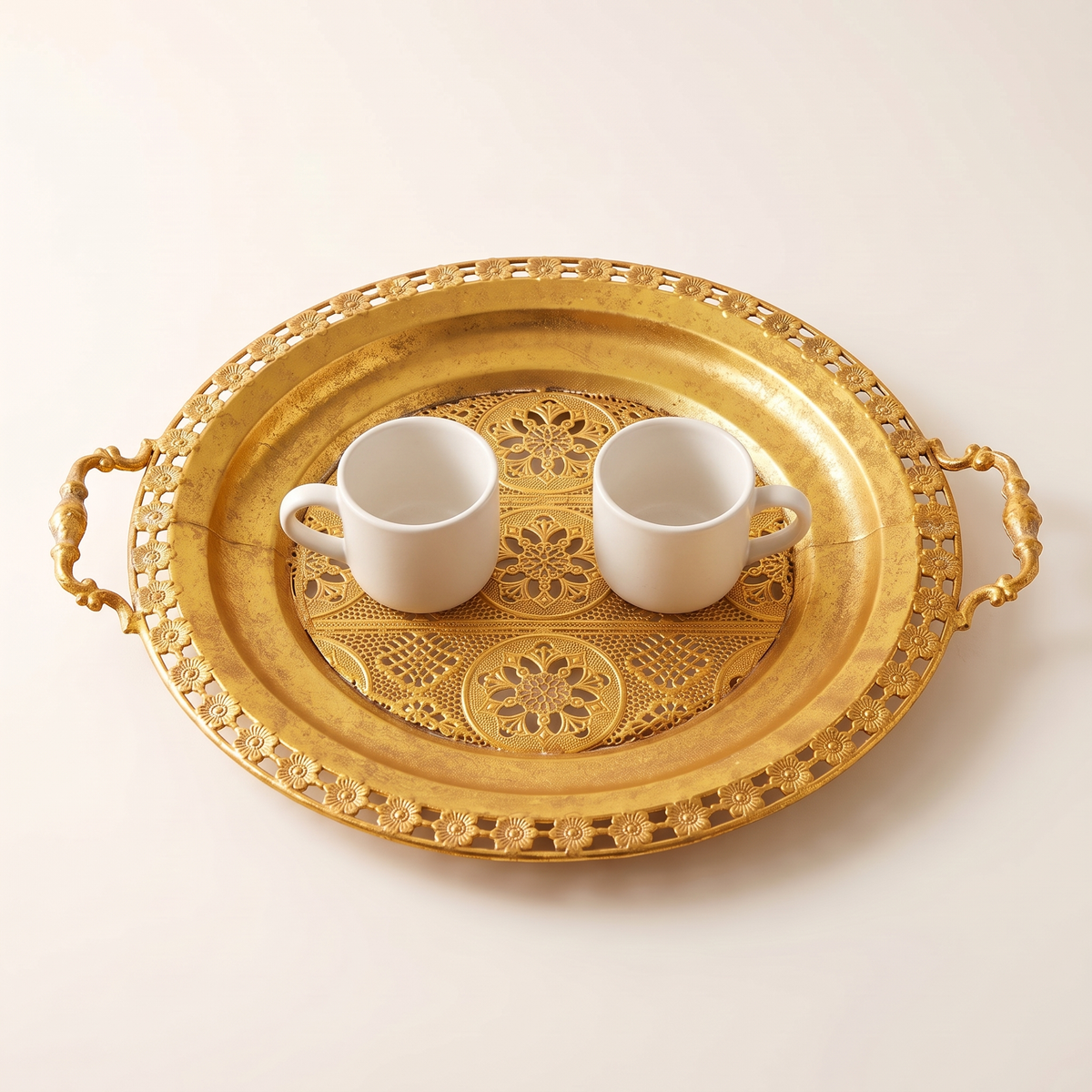 Metal Decorative Tray #FMA-173, styled detail