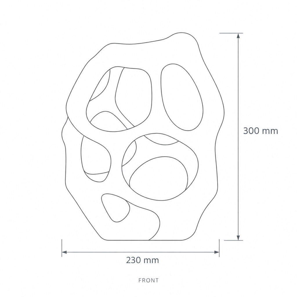 Organic Openwork Abstract Sculpture, dimensions drawing