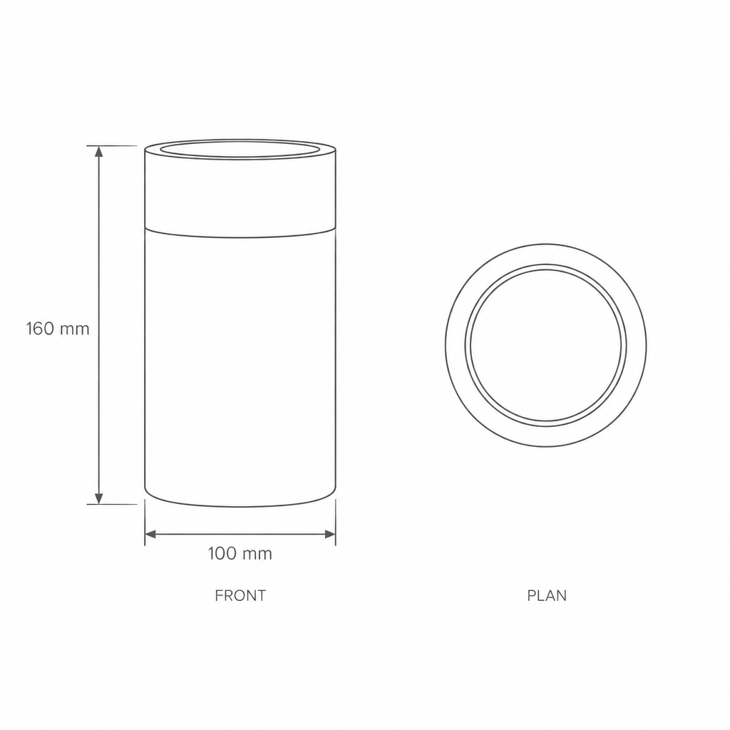 Marble Gold Rim Vase, dimensions drawing