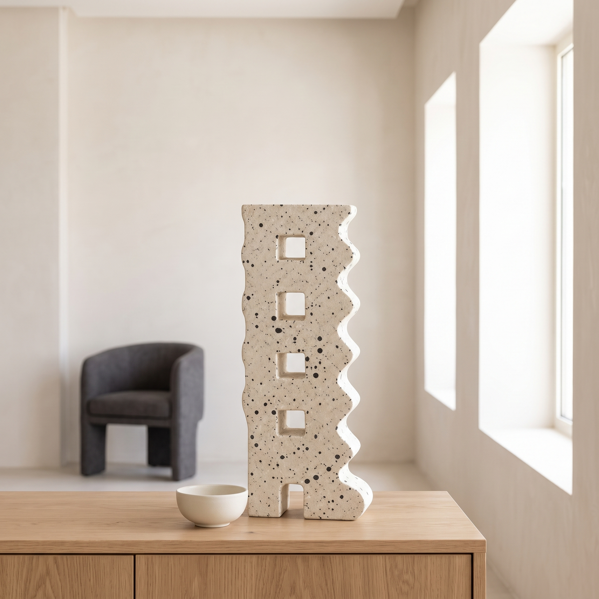 Speckled Wave Resin Sculpture in a Muscat home