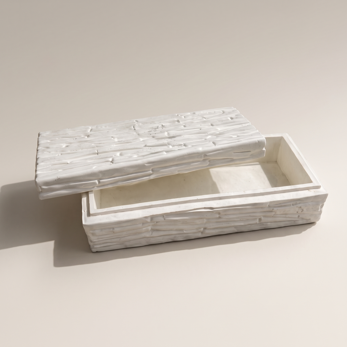 White Decorative Storage Box, studio view