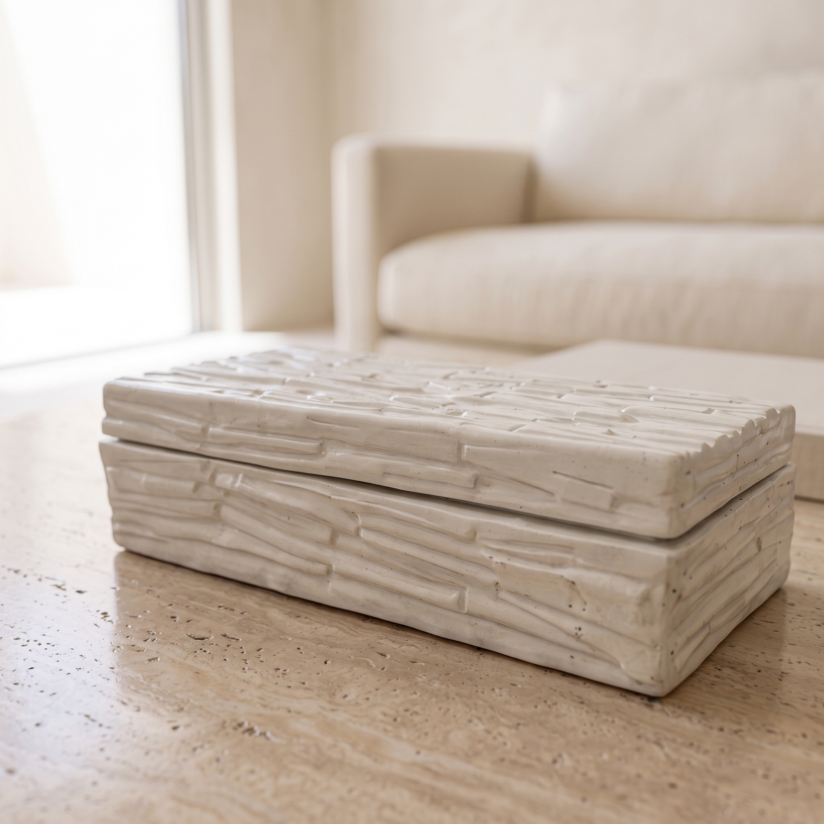 White Decorative Storage Box, close view