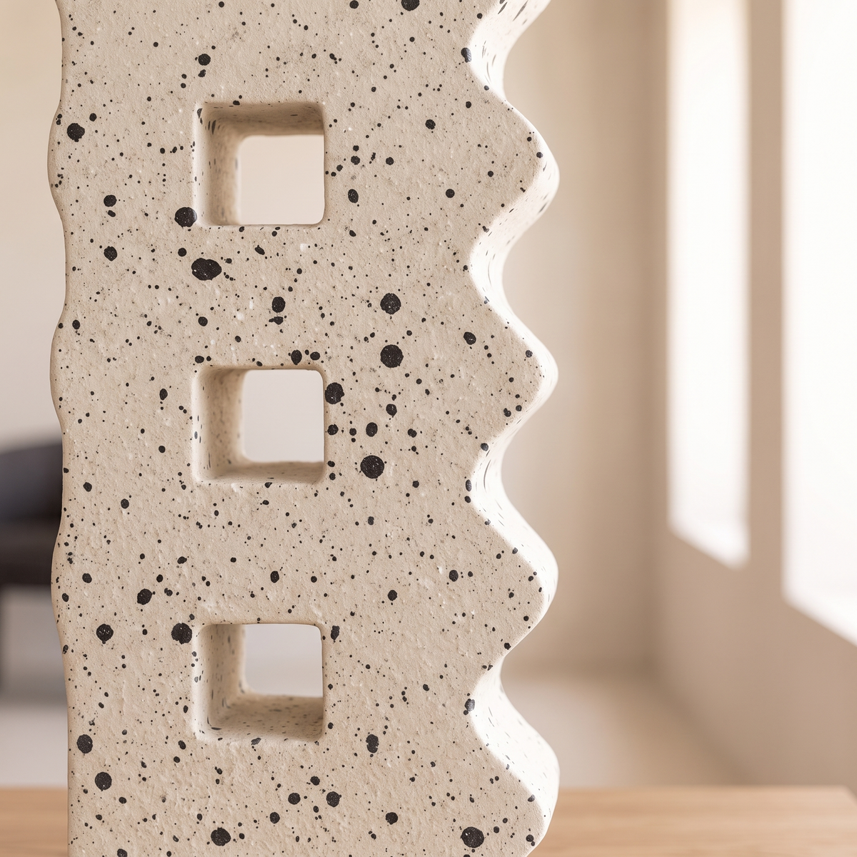 Speckled Wave Resin Sculpture, close view