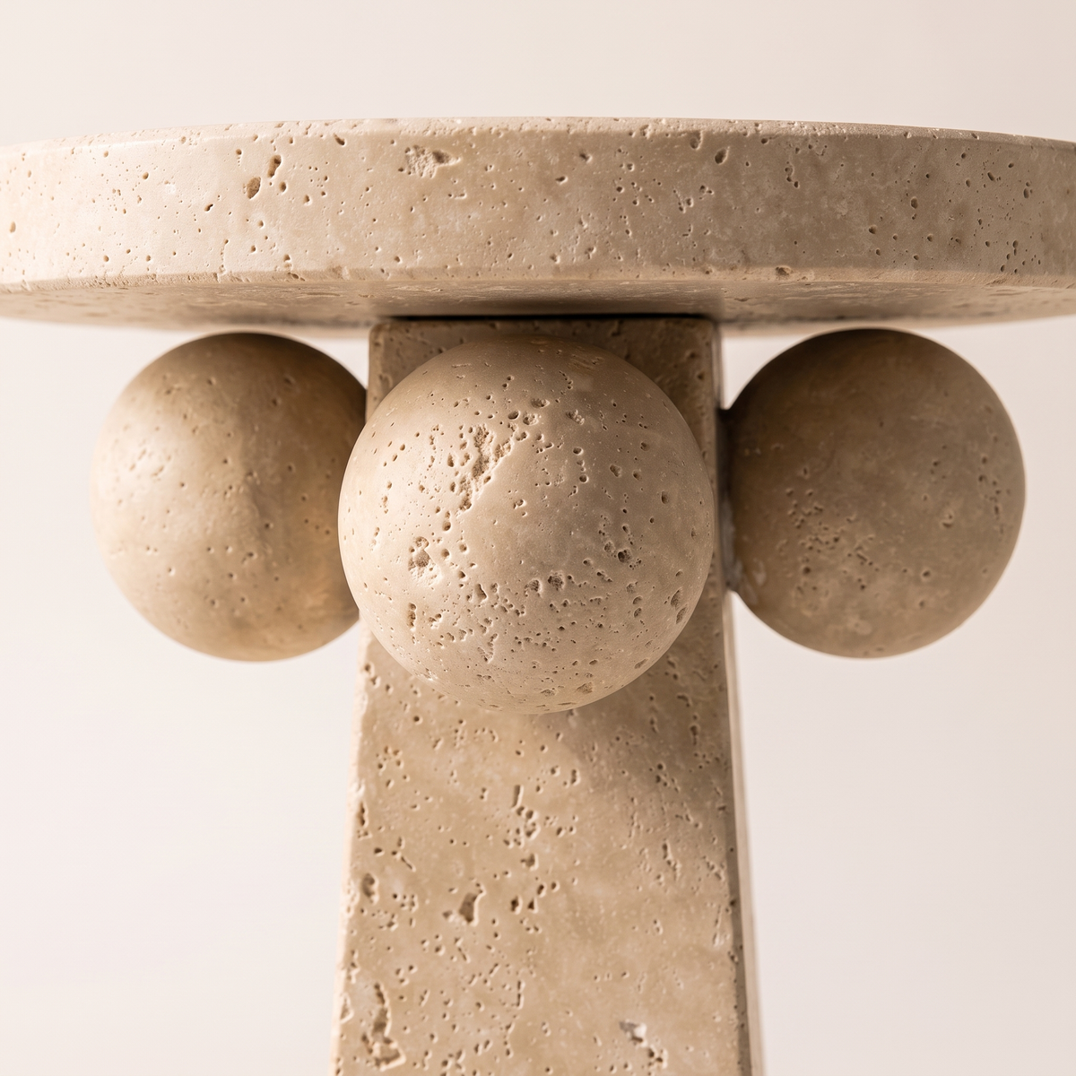 Travertine Pedestal Display Stand, material detail