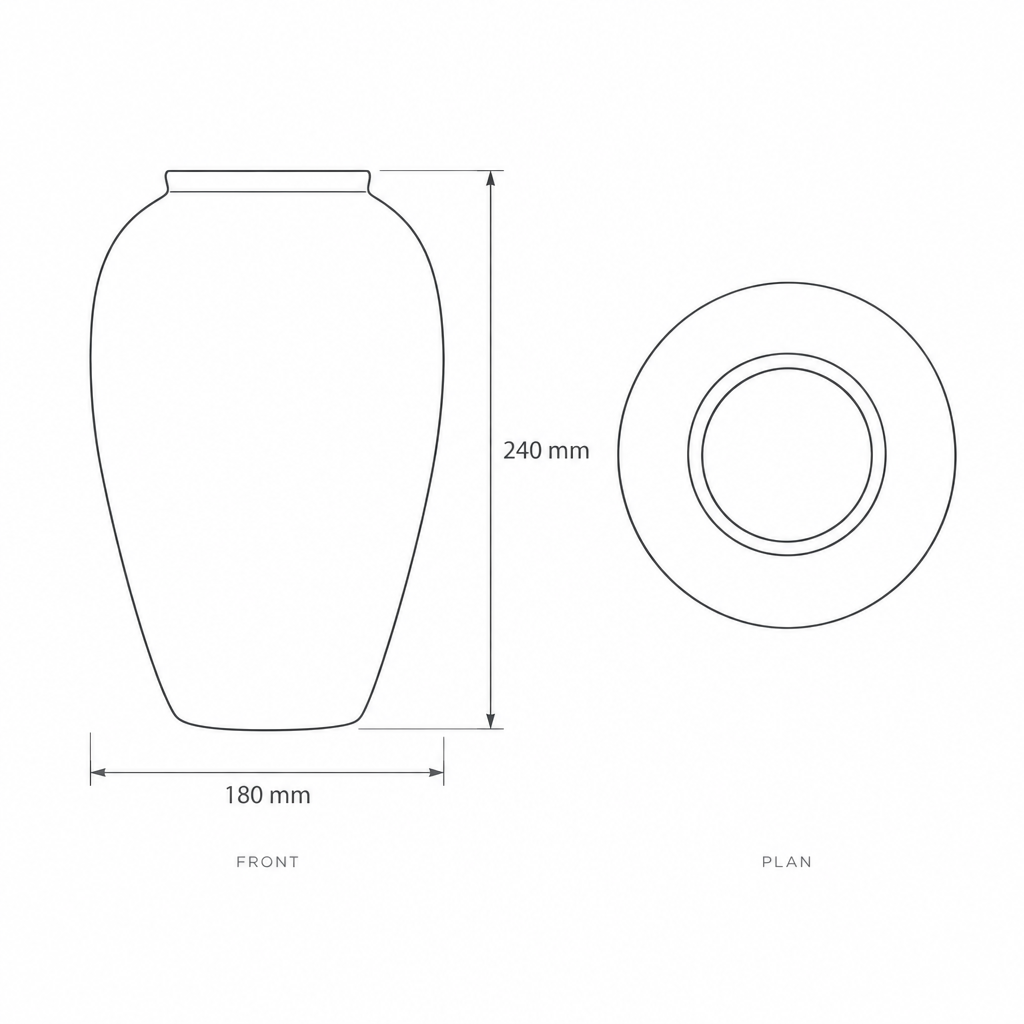 Rustic Porcelain Vase #SLD005-M, dimensions drawing