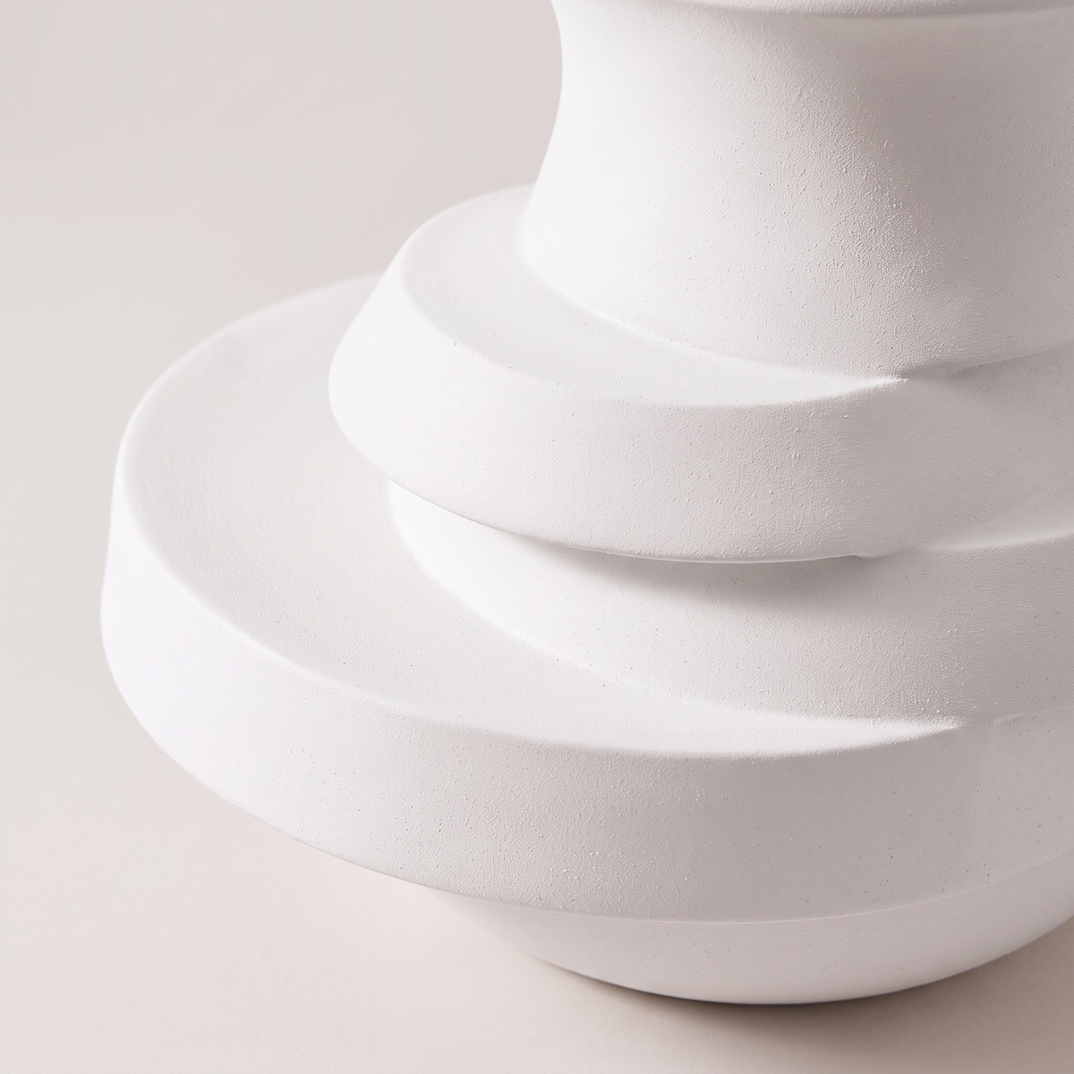 Sculpted Layers White Decorative Vase, material detail