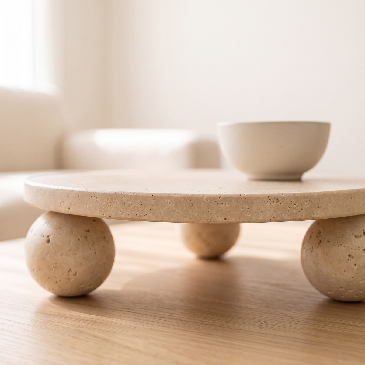 Travertine Decorative Display Plate, close view