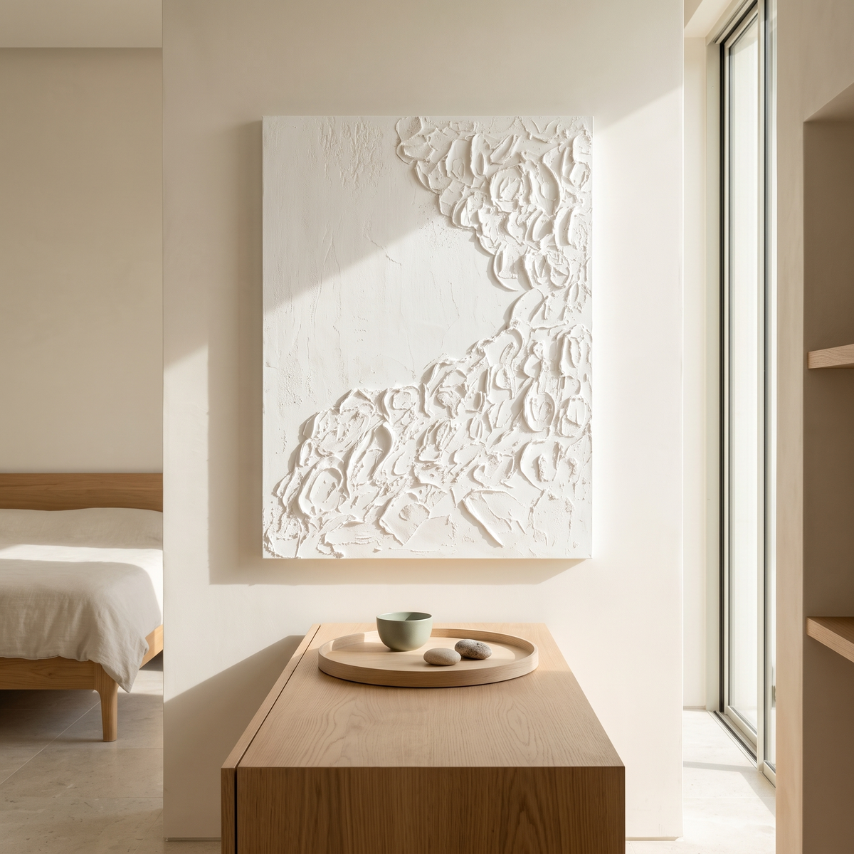 White Abstract Wall Art #MT-235002, second room view