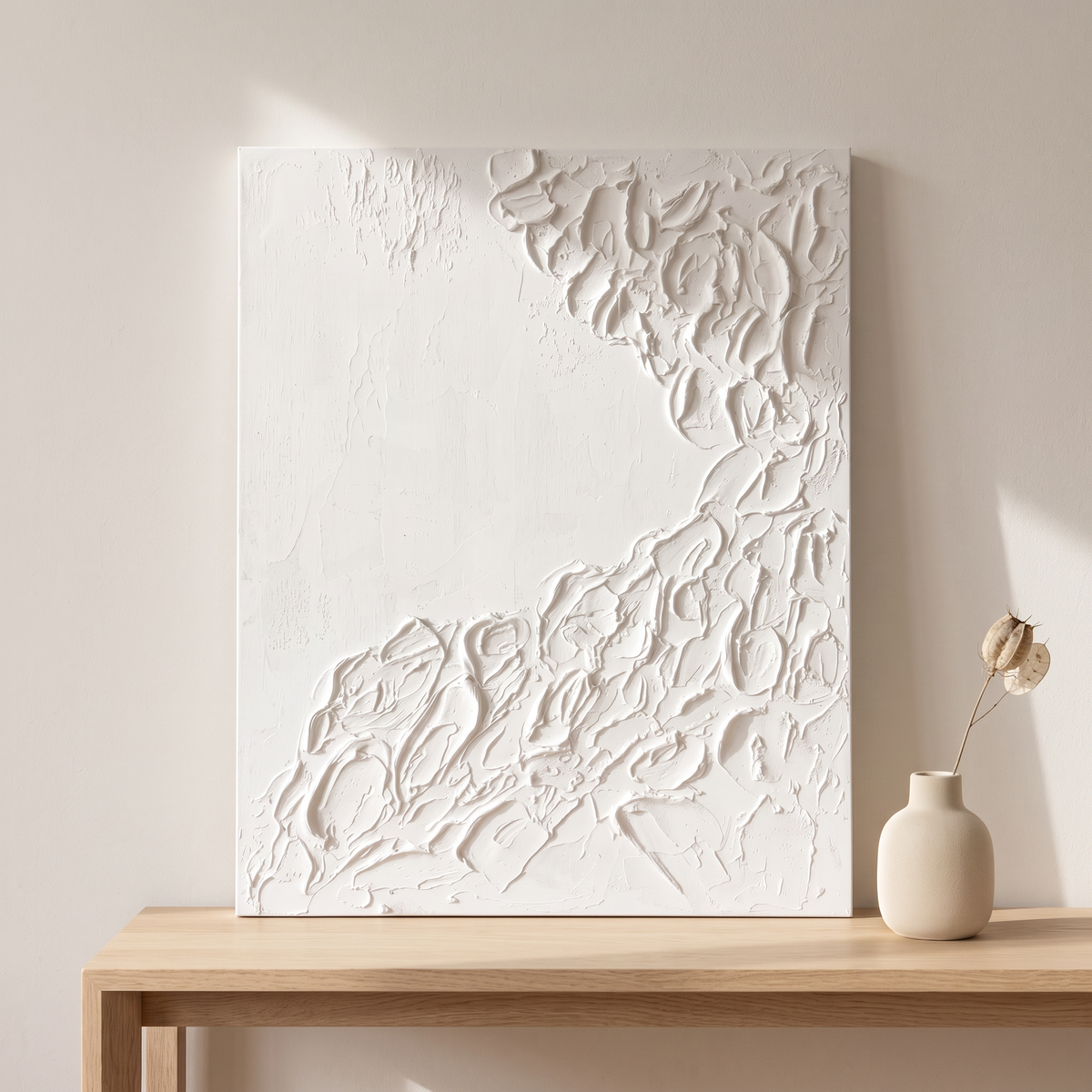 White Abstract Wall Art #MT-235002, styled detail