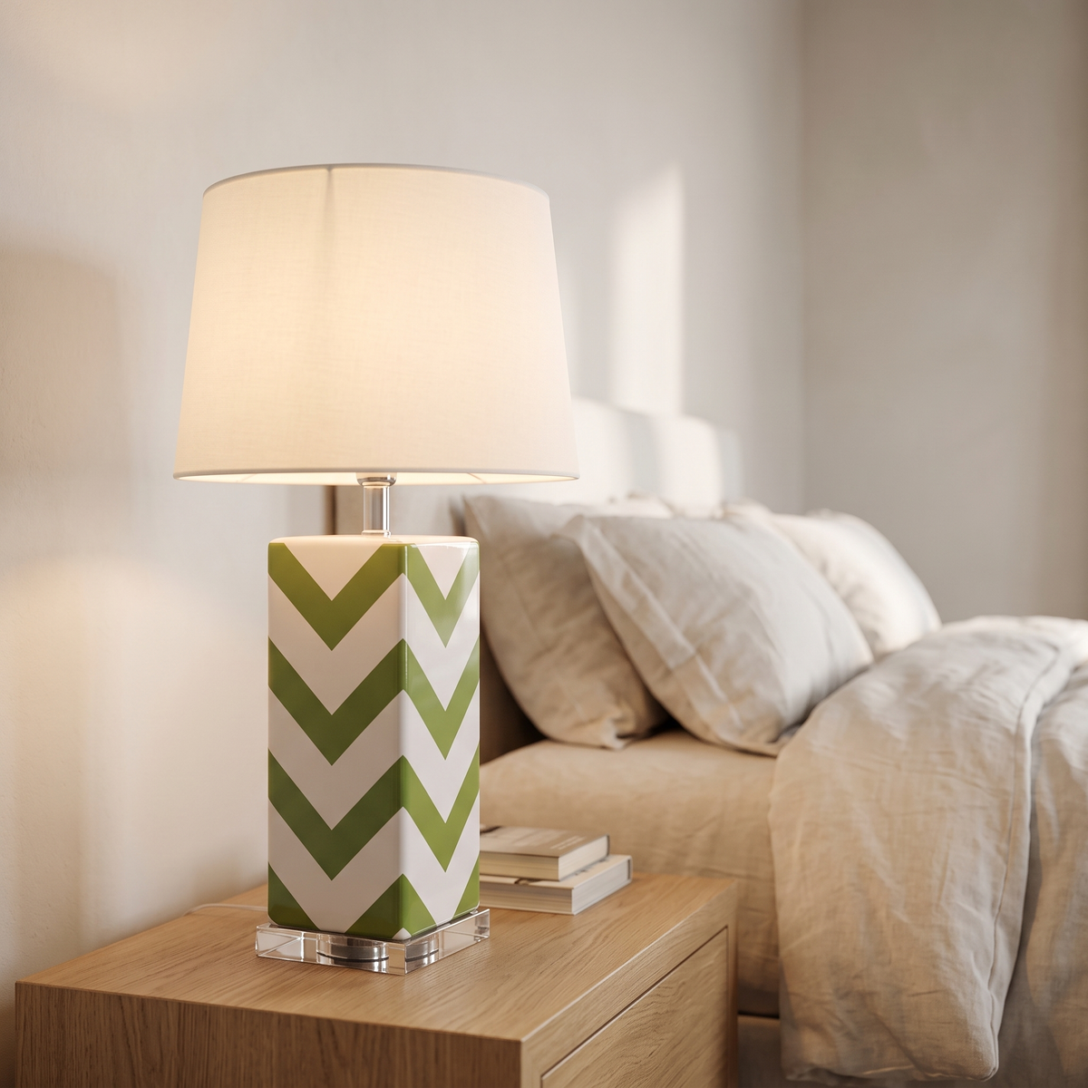 Green & White Table Lamp #TL0385 in a Muscat home