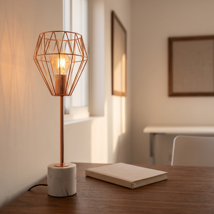 مصباح طاولة بتصميم هيكل ماسي سلكي #ML174015-TO