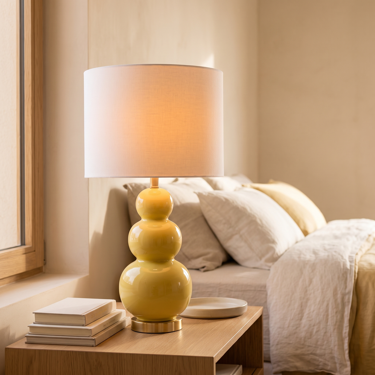 Yellow Stacked Sphere Table Lamp #TL0397 in a Muscat home