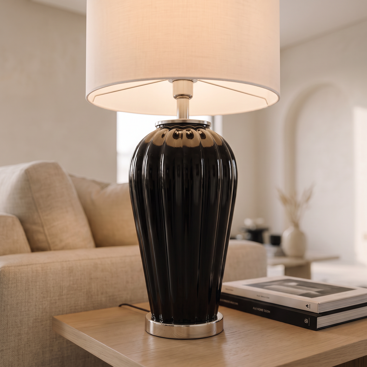 Black Table Lamp #TL0390, close view