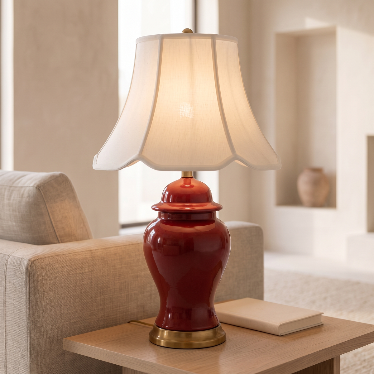 Red Table Lamp #TL0378, close view