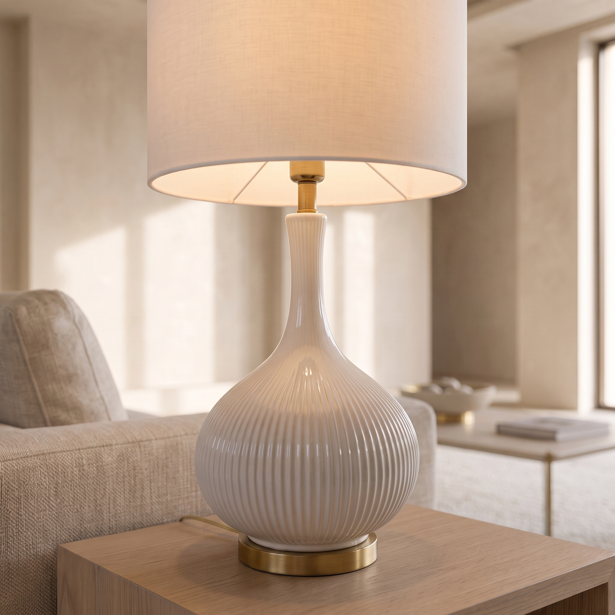 White Table Lamp #TL0399, close view