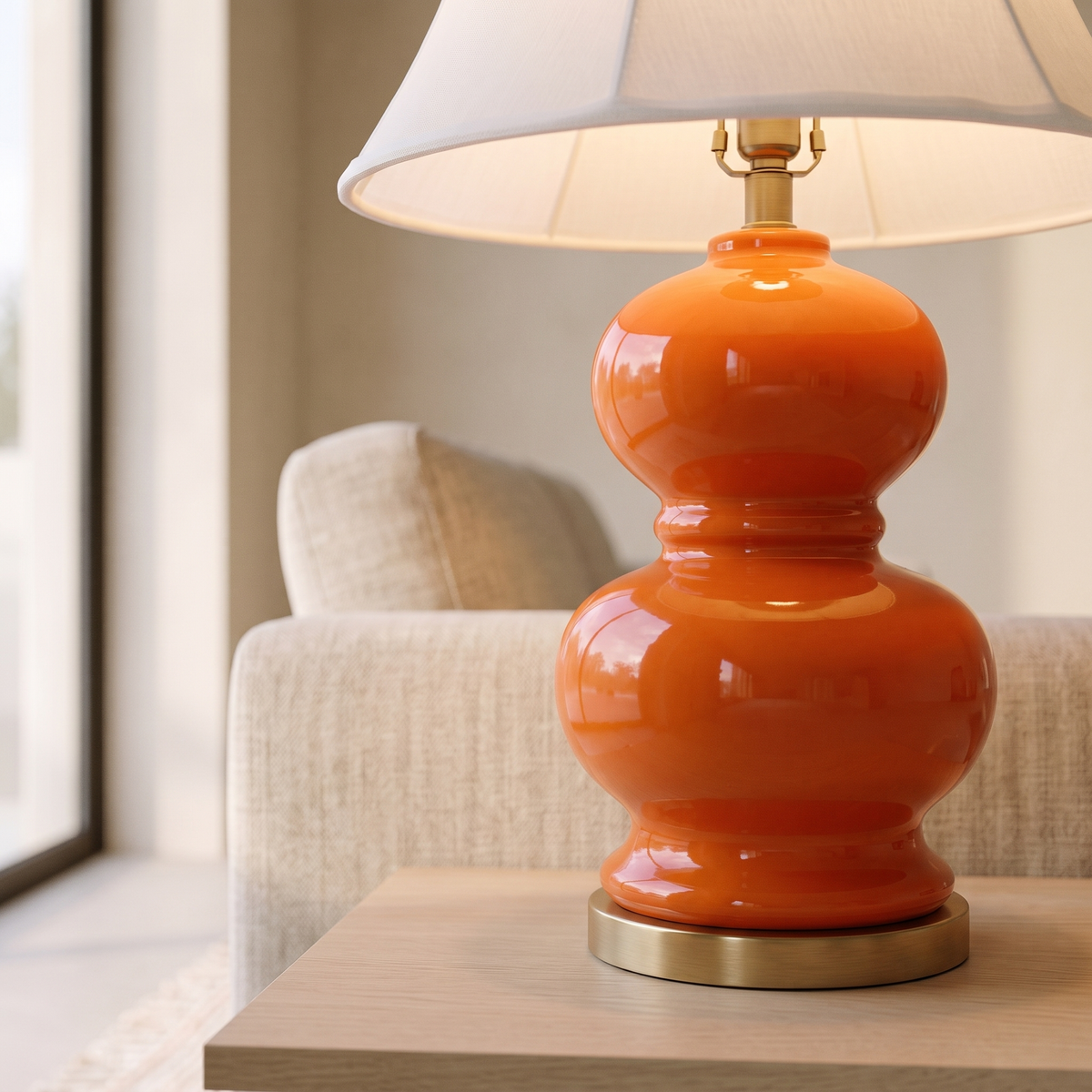 Vibrant Red Table Lamp #TL0398, close view