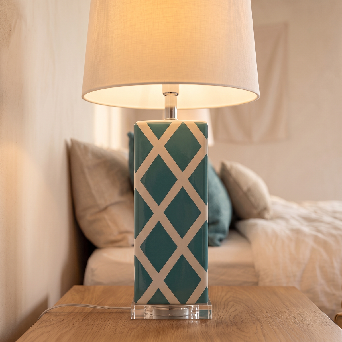 Teal Blue Table Lamp #TL0384, close view